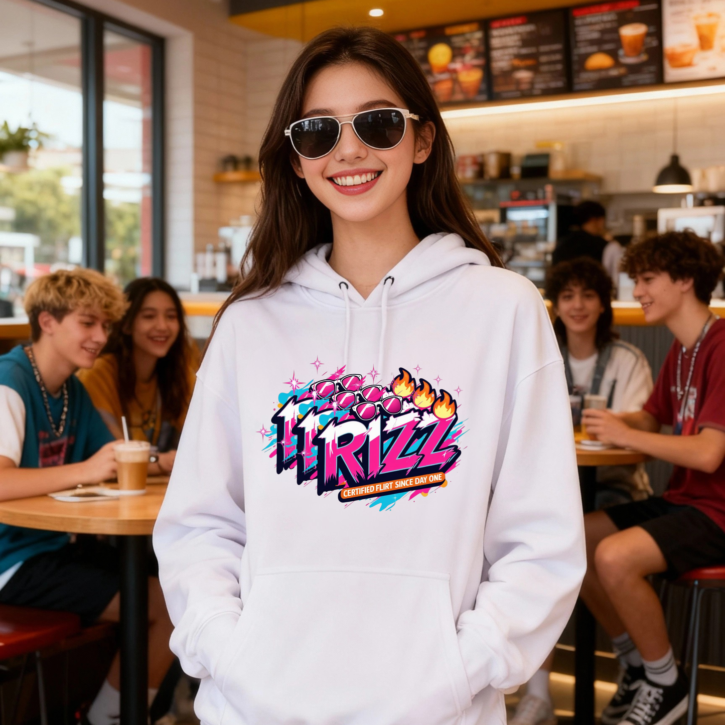 Vivid Rizz Vibe Graphic Hoodie