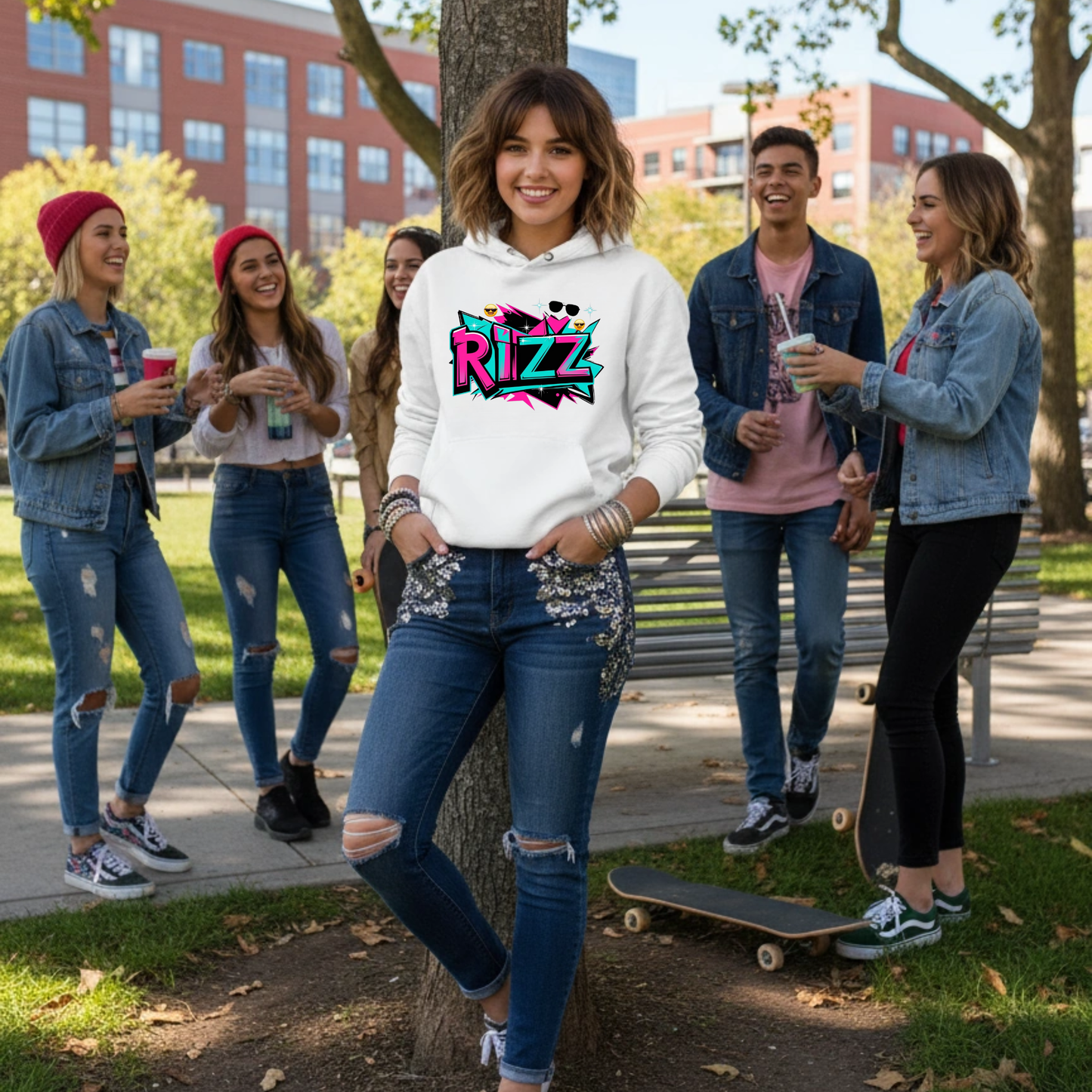 Vibrant Rizz Vibe Graphic Hoodie