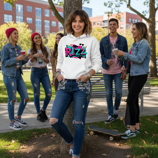 Vibrant Rizz Vibe Graphic Hoodie