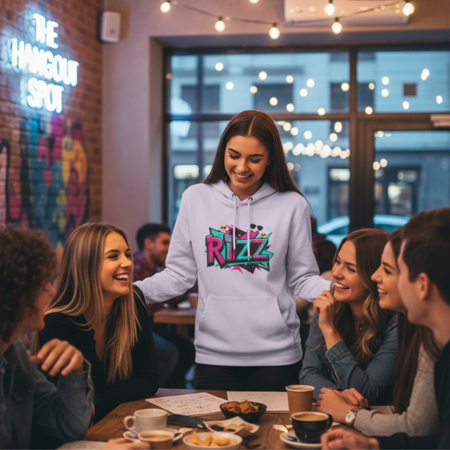 Vibrant Rizz Vibe Graphic Hoodie