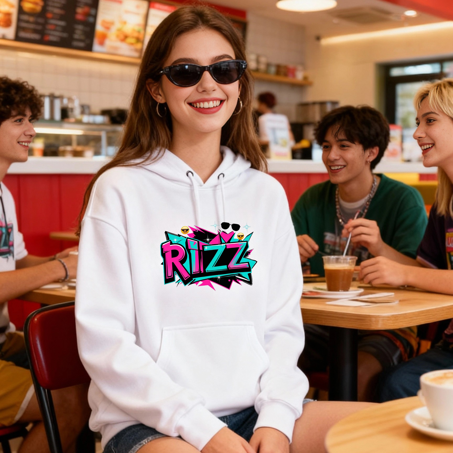 Vibrant Rizz Vibe Graphic Hoodie